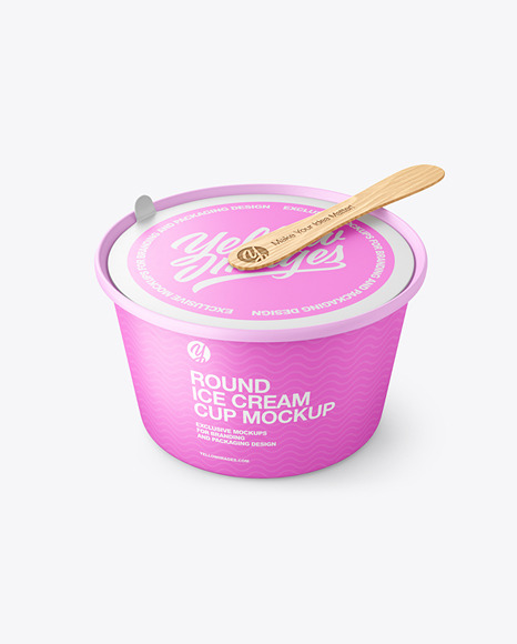Ice Cream Matte Plastic Cup With Wooden Stick Mockup