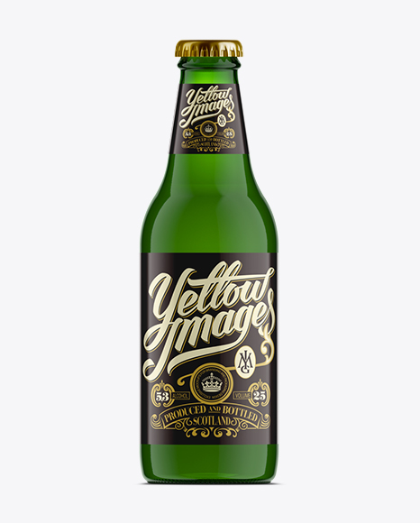 330ml Vishy Green Glass Beer Bottle Mockup