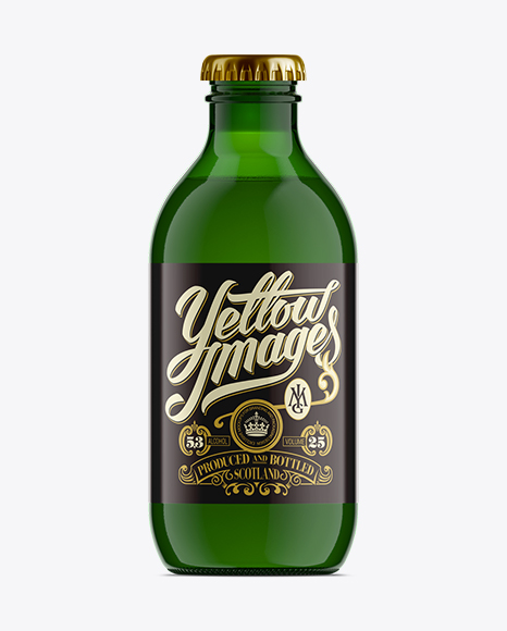 250ml Stubby Green Bottle For Carbonated Beverages Mockup