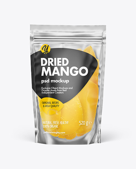 Frosted Plastic Pouch w/Dried Mango Mockup
