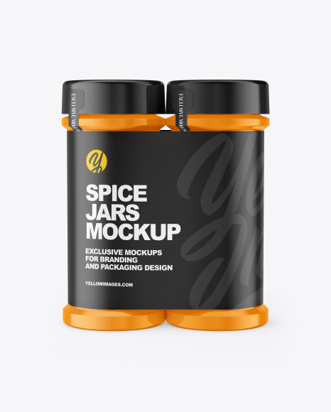 Two Glossy Spice Jars Mockup
