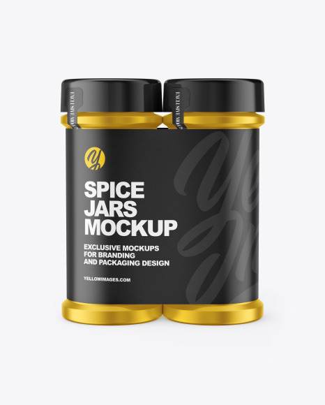 Two Metallic Spice Jars Mockup