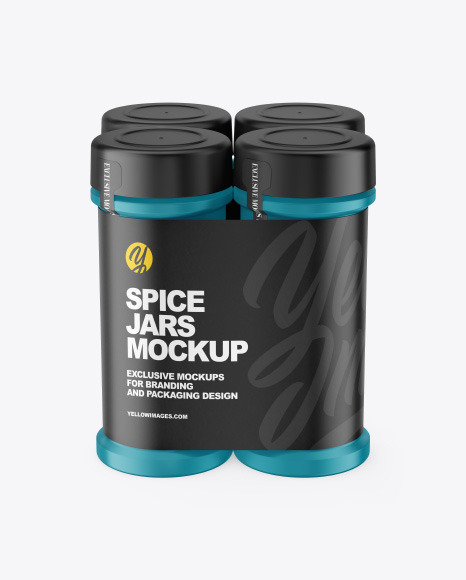 Four Matte Spice Jars Mockup
