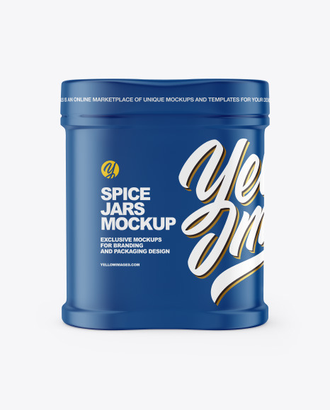 Two Spice Jars w/ Matte Shrink Sleeve Mockup