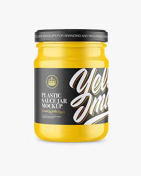Glossy Plastic Sauce Jar Mockup