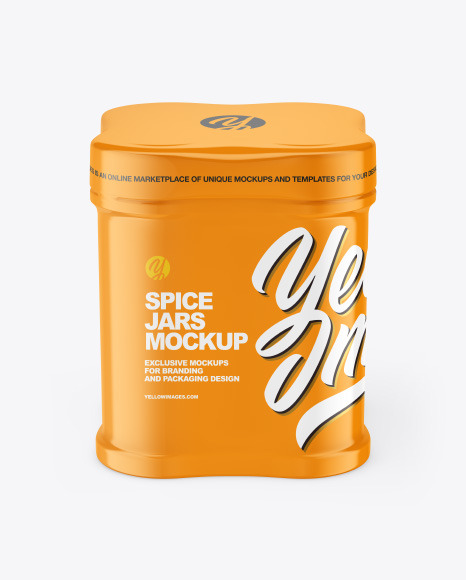 Four Spice Jars w/ Glossy Shrink Sleeve Mockup