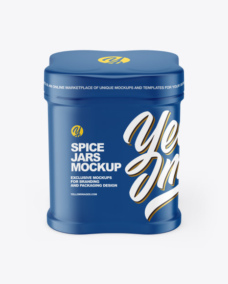 Four Spice Jars w/ Matte Shrink Sleeve Mockup