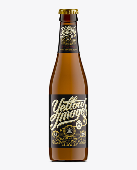 330ml Vihsy Amber Bottle For Beer Mockup