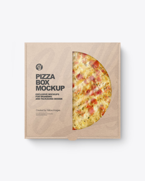 Kraft Paper Box with Pizza Mockup