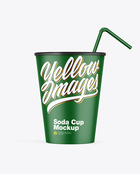 Paper Soda Cup w/ Straw Mockup