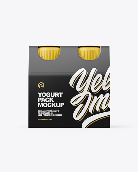 4x125ml Glossy Yogurt Pack Mockup