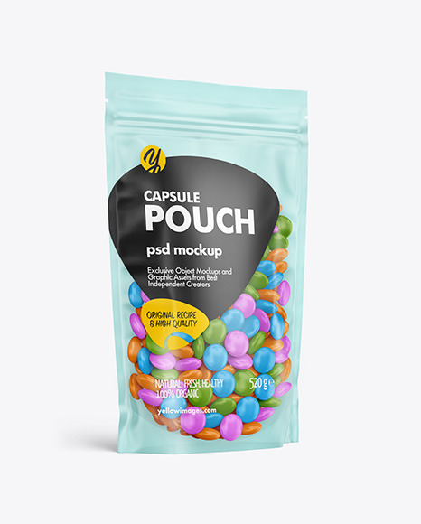 Frosted Plastic Pouch w/ Dragee Mockup