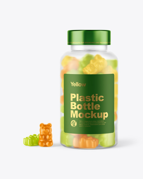 Frosted Bottle with Gummies Mockup