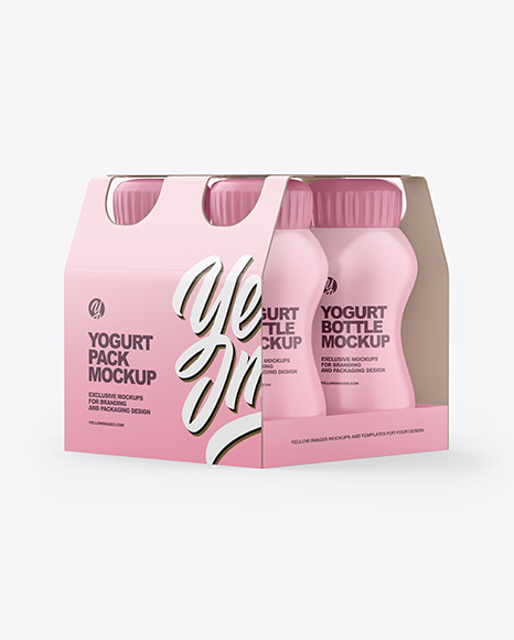 4x125ml Matte Yogurt Pack Mockup