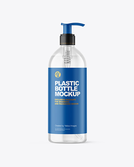 500ml Clear Cosmetic Bottle with Pump Mockup