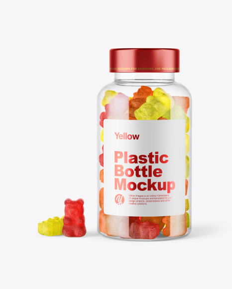 Plastic Bottle with Sugared Gummies Mockup