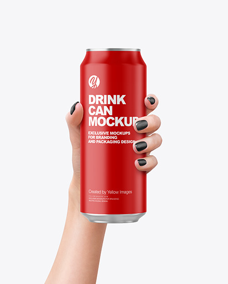 Aluminium Can With Matte Finish in a Hand Mockup