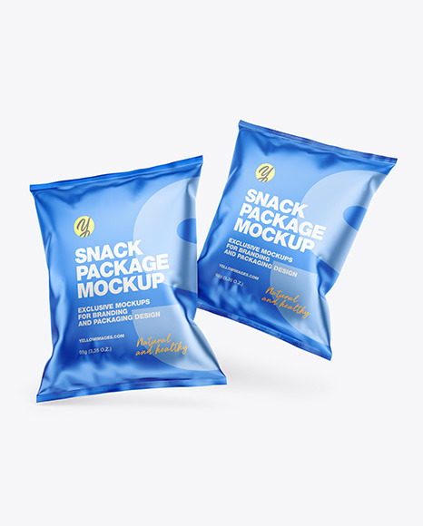 Two Matte Metallic Snack Packages Mockup