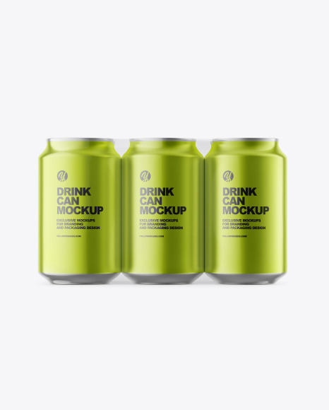 6 Pack Metallic Cans Mockup