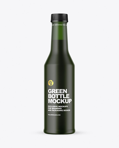 Frosted Green Glass Bottle w/ Dark Drink Mockup