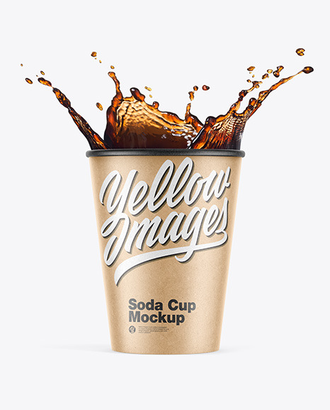 Kraft Paper Soda Cup w/ Splash Mockup