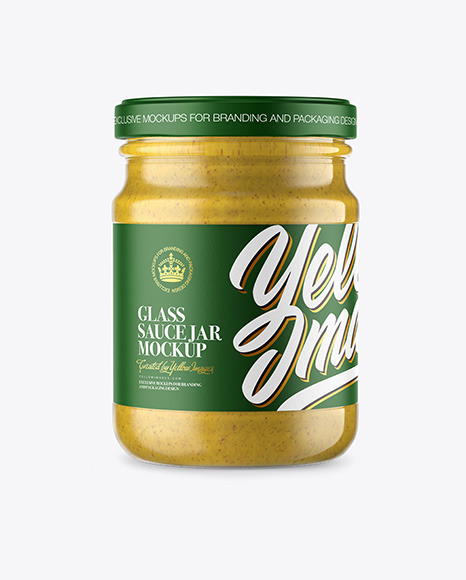 Glass Jar with Mustard Sauce Mockup