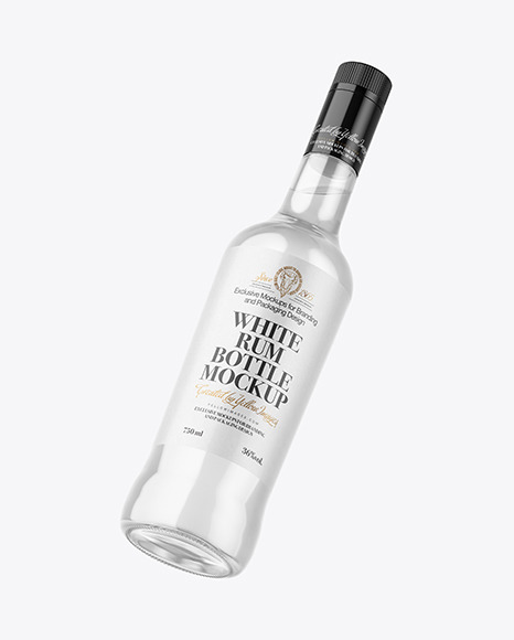Clear Glass White Rum Bottle Mockup