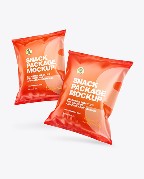 Two Glossy Snack Packages Mockup