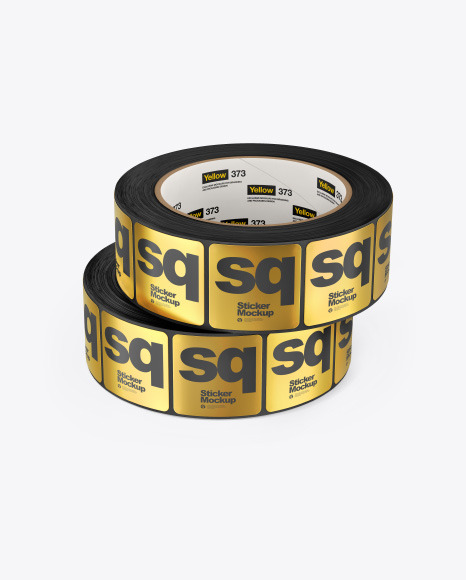 Two Rolls w/Square Stickers Mockup