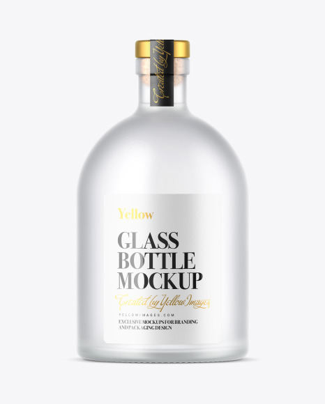 Frosted Glass Vodka Bottle with Wooden Cap Mockup