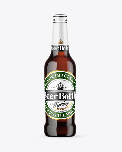 Dark Amber Glass Lager Beer Bottle Mockup