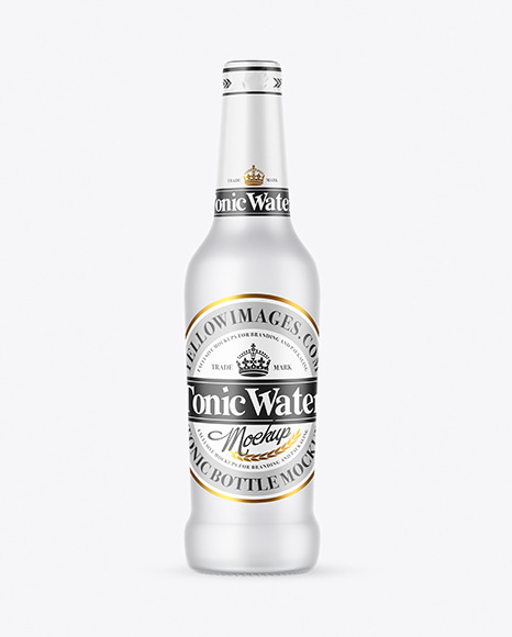 Frosted Glass Tonic Water Bottle Mockup