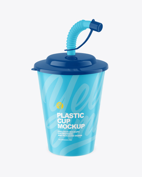 Matte Plastic Baby Cup w/ Straw Mockup