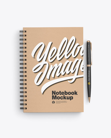 Kraft Notebook With Pen Mockup