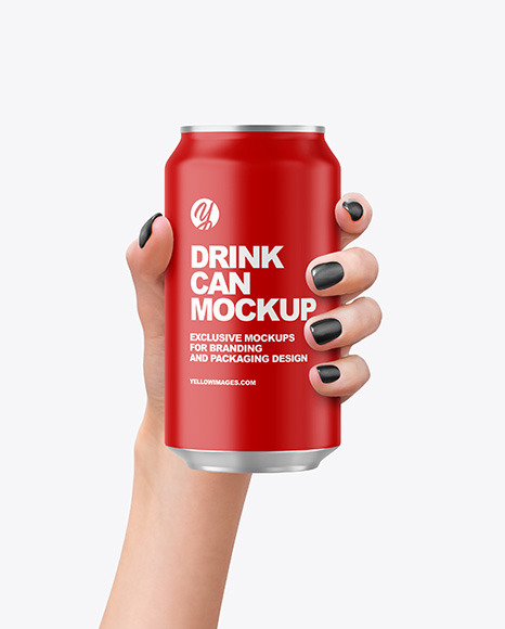 Aluminium Can With Matte Finish in a Hand Mockup