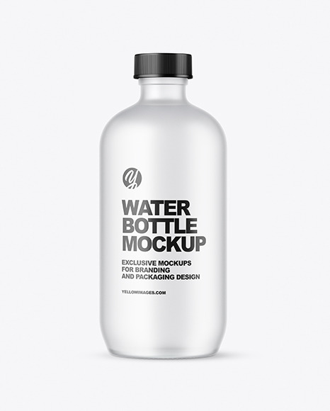 Frosted Glass Water Bottle Mockup