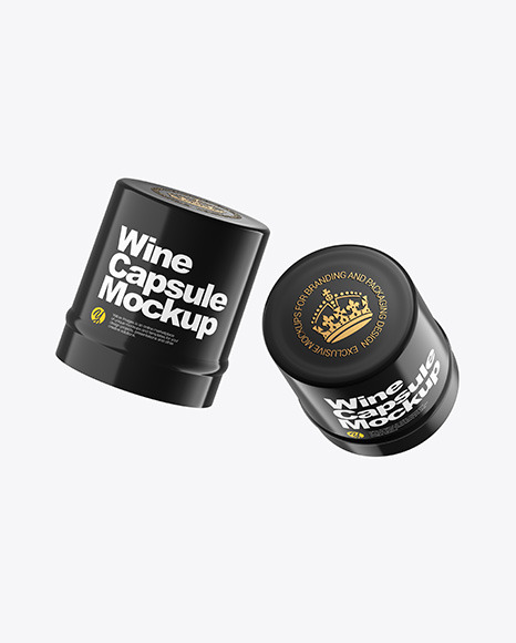 Two Glossy Wine Capsules Mockup