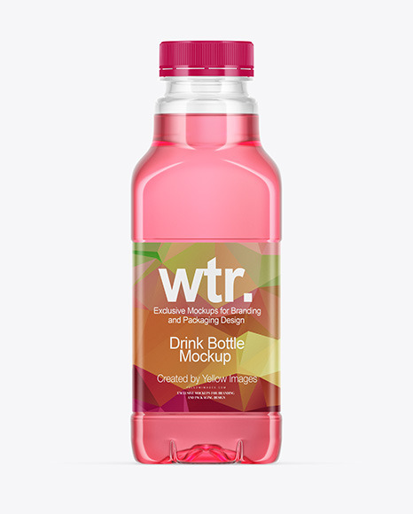 Clear Plastic Bottle with Color Drink Mockup