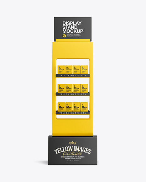 Glossy Display Stand w/ Boxes Mockup