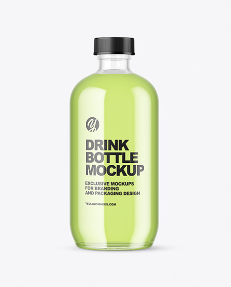 Clear Glass Drink Bottle Mockup