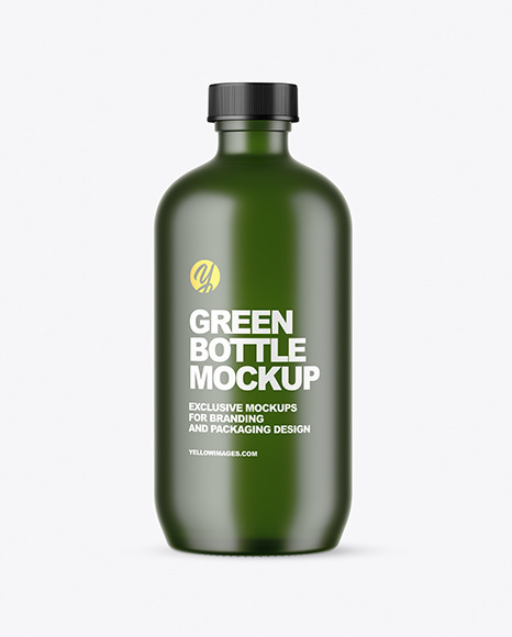 Frosted Green Glass Bottle Mockup