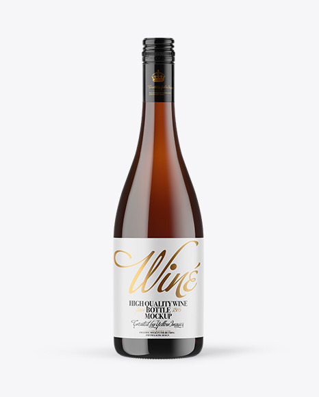 Amber Glass White Wine Bottle with Screw Cap Mockup