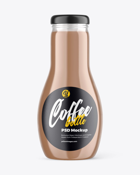 Glass Bottle with Coffee Mockup