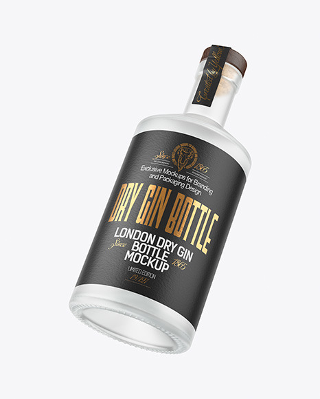 Frosted Glass Gin Bottle Mockup