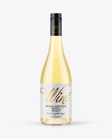 Clear Glass White Wine Bottle with Screw Cap Mockup