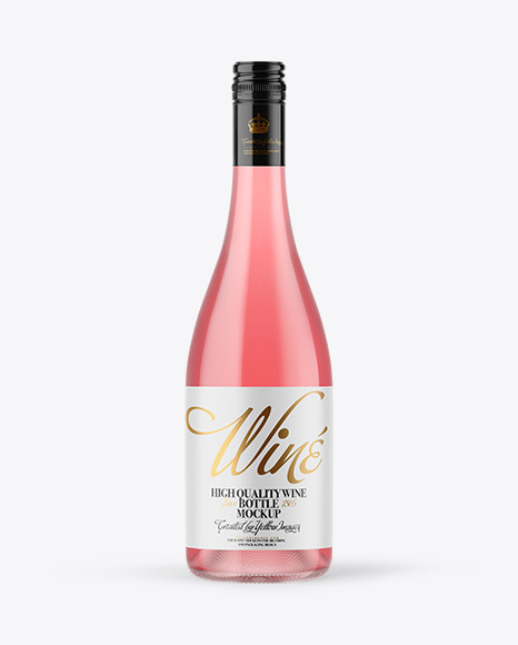 Clear Glass Pink Wine Bottle with Screw Cap Mockup