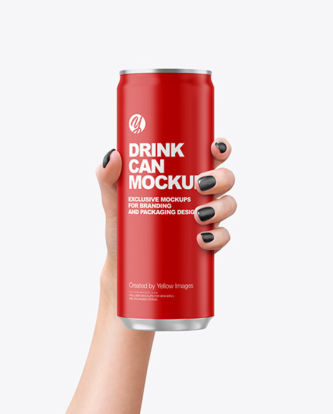 Aluminium Drink Can With Matte Finish in a Hand Mockup