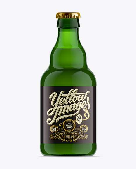 330ml Steinie Beer Bottle Mockup / Green Glass