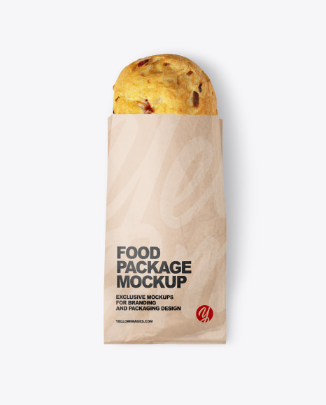 Kraft Package with Bread Mockup