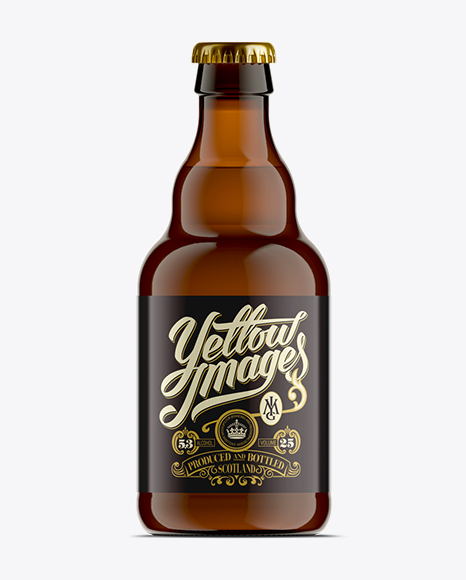 330ml Steinie Beer Bottle Mockup / Amber Glass